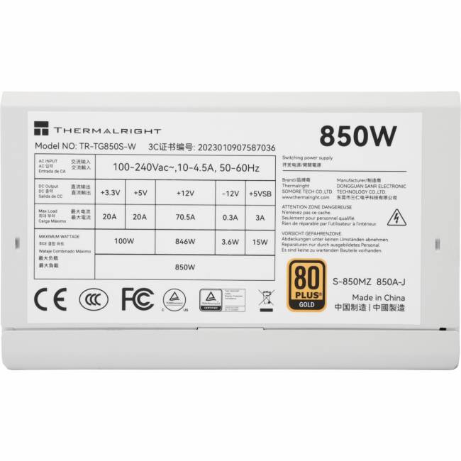 Блок питания ПК Thermalright TR-TG850S-W — для бизнеса и офиса Блок питания ПК Thermalright TR-TG850S-W — для бизнеса и офиса