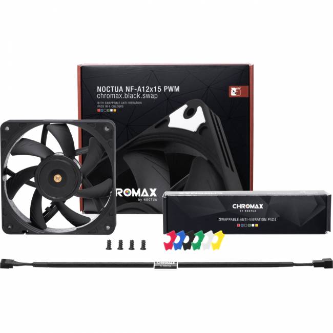 Кулер для корпуса Noctua NF-A12x15 PWM chromax.black.swap — для бизнеса и офиса Кулер для корпуса Noctua NF-A12x15 PWM chromax.black.swap — для бизнеса и офиса