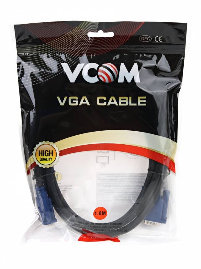 Кабель удлинительный Монитор-SVGA card (15M-15F) 1.8m, 2 фильтра VCOM <VVG6460-1.8M> VCOM VGA (m) - VGA (f) 1.8м — для бизнеса и офиса