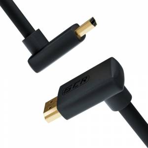 GCR Кабель 1.5m HDMI 2.0, M верхний угол/M верхний угол, черный нейлон, HDR 4:2:2, Ultra HD, 4K 60 fps 60Hz/5K*30Hz, 3D, AUDIO, 18.0 Гбит/с, 28/28 AWG, GCR-53274 Greenconnect HDMI 2.0 - HDMI 2.0 1.5м черный