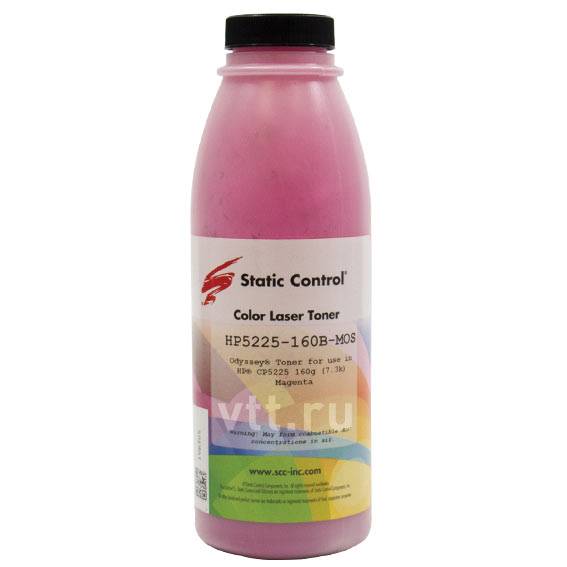 Тонер Static Control для HP CLJ CP5225, M, (Odyssey), 160 г, флакон — для бизнеса и офиса Тонер Static Control для HP CLJ CP5225, M, (Odyssey), 160 г, флакон — для бизнеса и офиса