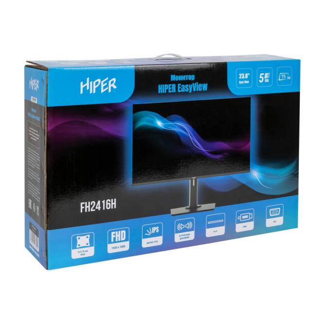 Монитор HIPER EasyView FH2416H NEW - 23,8''/1920x1080 (Full HD)/75Гц/250/3000:1/IPS/14мс/HDMI+VGA/Чёрный Hiper FH2416H — для бизнеса и офиса Монитор HIPER EasyView FH2416H NEW - 23,8''/1920x1080 (Full HD)/75Гц/250/3000:1/IPS/14мс/HDMI+VGA/Чёрный Hiper FH2416H — для бизнеса и офиса