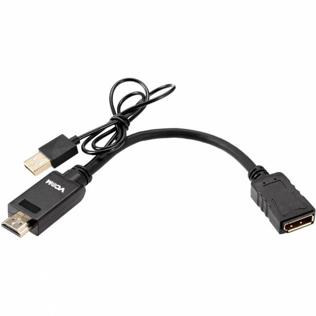Кабель-переходник HDMI(M) +USB---> DP(F) 0.15m  4K*60Hz VCOM<CG599E> Кабель-переходник VCOM USB Type-A M+HDMI M/DisplayPort F (CG599E-0.15M) — для бизнеса и офиса