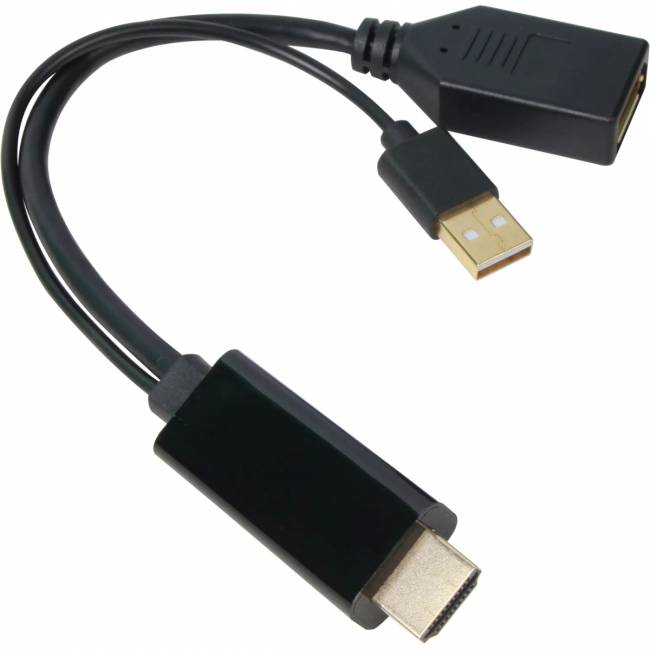 Кабель-переходник HDMI(M) +USB---> DP(F) 0.15m  4K*60Hz VCOM<CG599E> Кабель-переходник VCOM USB Type-A M+HDMI M/DisplayPort F (CG599E-0.15M) — для бизнеса и офиса