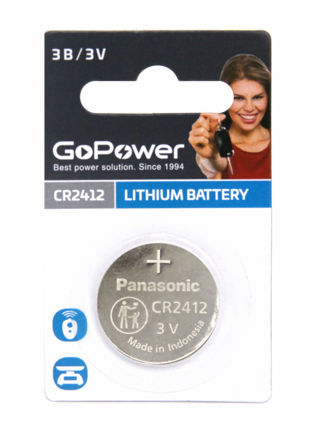 Батарейка GoPower CR2412 BL1 Lithium 3V (1/5/500) (1 шт.) GoPower CR2412 BL1 Lithium 3V (00-00021266) — для бизнеса и офиса Батарейка GoPower CR2412 BL1 Lithium 3V (1/5/500) (1 шт.) GoPower CR2412 BL1 Lithium 3V (00-00021266) — для бизнеса и офиса