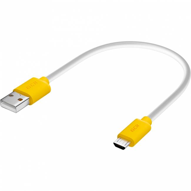 GCR Кабель 0.5m MicroUSB, белый, желтые коннекторы, быстрая зарядка, 28/24 AWG, GCR-53220 Кабель Greenconnect 0.5 м (GCR-53220) — для бизнеса и офиса