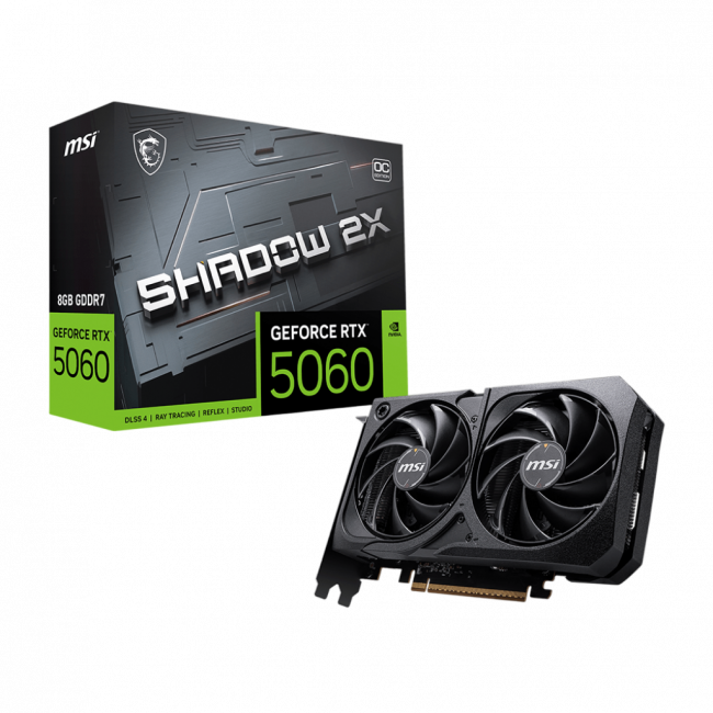 Видеокарта MSI GeForce RTX 5060 8G SHADOW 2X OC — для бизнеса и офиса Видеокарта MSI GeForce RTX 5060 8G SHADOW 2X OC — для бизнеса и офиса