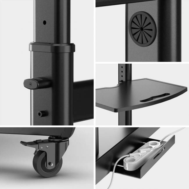 Мобильная стойка ONKRON на 1 ТВ ONKRON TS1891 BLACK — для бизнеса и офиса Мобильная стойка ONKRON на 1 ТВ ONKRON TS1891 BLACK — для бизнеса и офиса