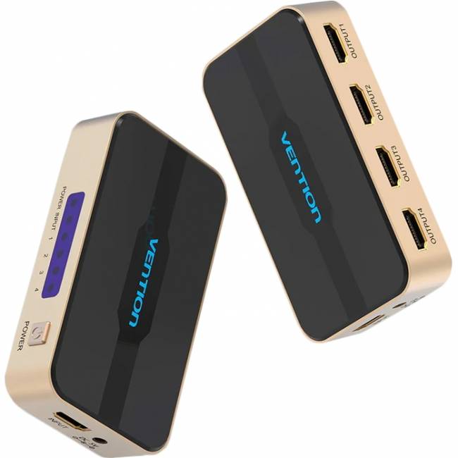 Разветвитель - сплиттер Vention HDMI 19F/4x19F на 4 монитора Разветвитель Vention HDMI 19F/HDMI 19F x 4 (ACCG0) — для бизнеса и офиса Разветвитель - сплиттер Vention HDMI 19F/4x19F на 4 монитора Разветвитель Vention HDMI 19F/HDMI 19F x 4 (ACCG0) — для бизнеса и офиса