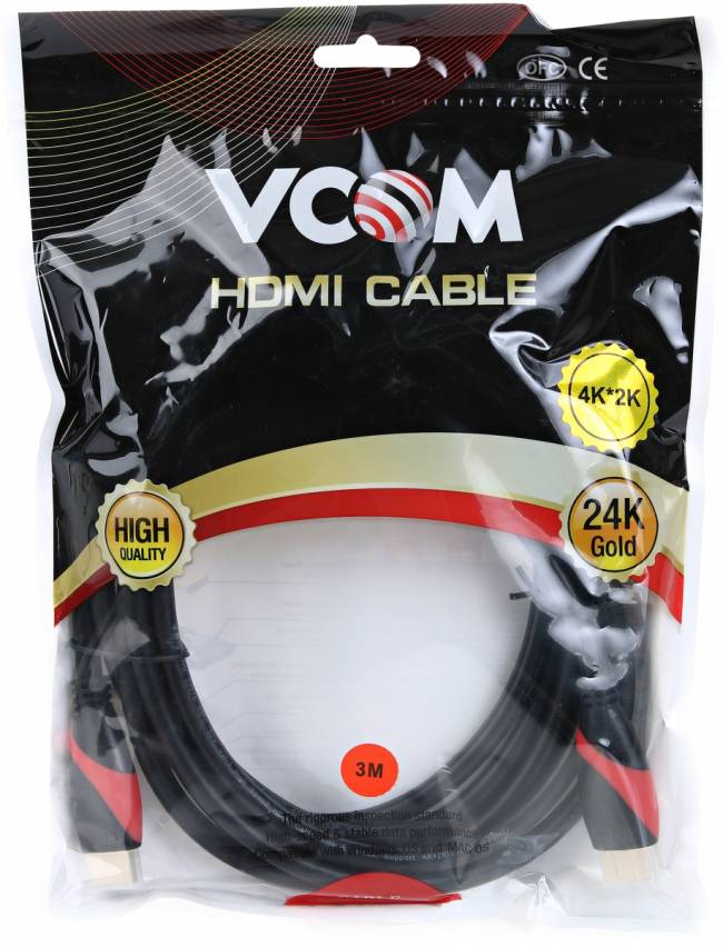 Кабель HDMI 19M/M ver. 2.0, 2 фильтра, 3m VCOM <CG525D-R-3.0> VCOM HDMI (m) - HDMI (m) 3м — для бизнеса и офиса