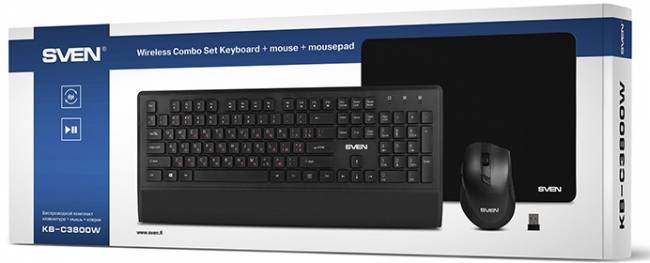 Беспроводной набор клавиатура+мышь SVEN KB-C3800W Sven KB-C3800W — для бизнеса и офиса