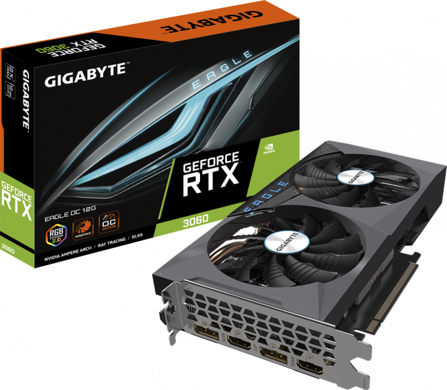 Видеокарта Gigabyte GV-N3060EAGLE OC-12GD Rev 2.0. LHR version — для бизнеса и офиса Видеокарта Gigabyte GV-N3060EAGLE OC-12GD Rev 2.0. LHR version — для бизнеса и офиса