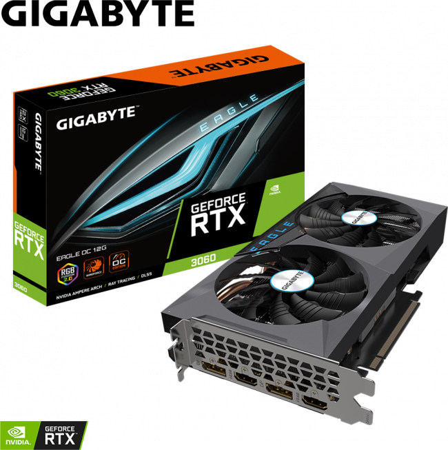 Видеокарта Gigabyte GV-N3060EAGLE OC-12GD Rev 2.0. LHR version — для бизнеса и офиса Видеокарта Gigabyte GV-N3060EAGLE OC-12GD Rev 2.0. LHR version — для бизнеса и офиса