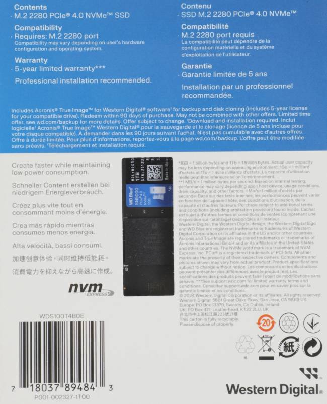 Накопитель SSD WD WDS100T4B0E — для бизнеса и офиса