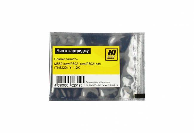 Чип Hi-Black к картриджу Kyocera ECOSYS M5521cdw/P5021cdw/P5021cdn (TK-5220), Y, 1,2K — для бизнеса и офиса Чип Hi-Black к картриджу Kyocera ECOSYS M5521cdw/P5021cdw/P5021cdn (TK-5220), Y, 1,2K — для бизнеса и офиса