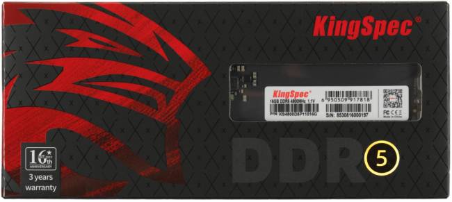 Память DDR5 16GB 4800MHz SHENZHEN KINGSPEC ELECTRONICS TECHNOLOGY CO LTD KS4800D5P11016G — для бизнеса и офиса Память DDR5 16GB 4800MHz SHENZHEN KINGSPEC ELECTRONICS TECHNOLOGY CO LTD KS4800D5P11016G — для бизнеса и офиса
