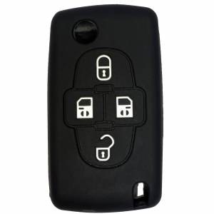 Чехол силиконовый выкидного ключа CITROEN/PEUGEOT 4 кнопки (вырез под лого)