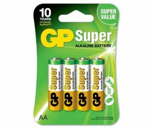 Алкалиновые батарейки GP Super Alkaline 15А АA - 4 шт. на блистере GP Super Alkaline 15А АA (4891199000034)