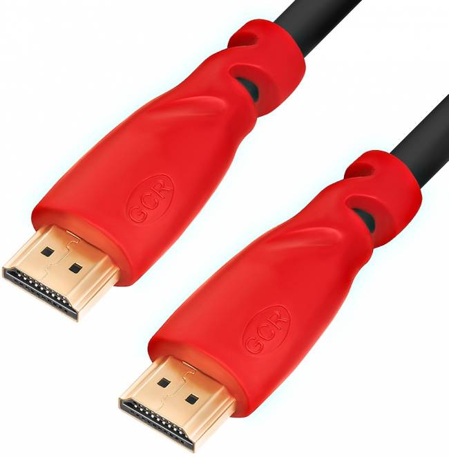 Greenconnect Кабель 0.5m, HDMI версия 2.0 HDR 4:2:2, Ultra HD, 4K 60 fps 60Hz/5K*30Hz, 3D, AUDIO, 18.0 Гбит/с, 28/28 AWG, OD7.3mm, тройной экран, черный, красные коннекторы, GCR-HM3012-0.5m Greenconnect HDMI (m) - HDMI (m) 0.5м — для бизнеса и офиса