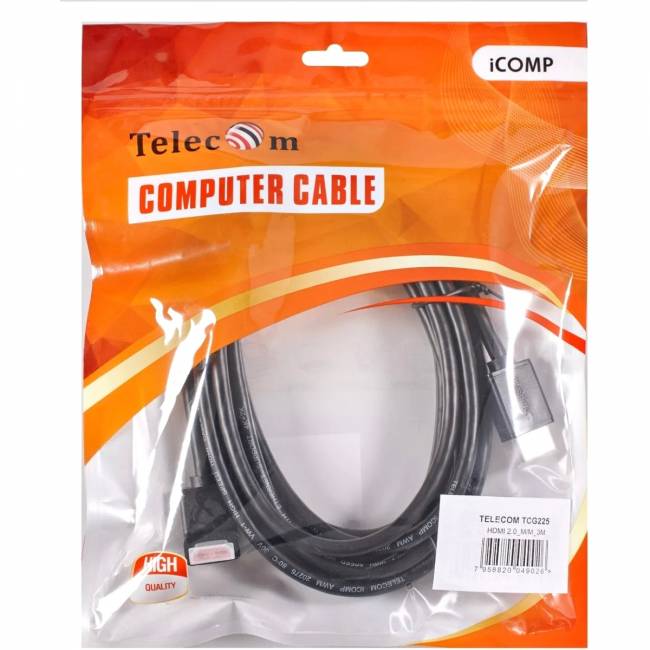 Кабель HDMI---HDMI ver 2.0 угловой коннектор 90град  3м,Telecom <TCG225-3M> Telecom TCG225-3M — для бизнеса и офиса