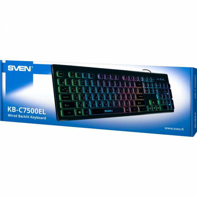 Клавиатура SVEN KB-C7500EL (104кл, подсветка ) Sven SV-020804 — для бизнеса и офиса Клавиатура SVEN KB-C7500EL (104кл, подсветка ) Sven SV-020804 — для бизнеса и офиса