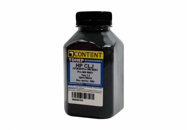 Тонер Content для HP CLJ CP2025/Pro 300 M351/Pro 400 M451, Тип 1.2, Bk, 100 г, банка — для бизнеса и офиса Тонер Content для HP CLJ CP2025/Pro 300 M351/Pro 400 M451, Тип 1.2, Bk, 100 г, банка — для бизнеса и офиса