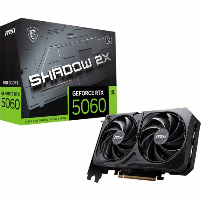 Видеокарта MSI GeForce RTX 5060 8G SHADOW 2X — для бизнеса и офиса Видеокарта MSI GeForce RTX 5060 8G SHADOW 2X — для бизнеса и офиса