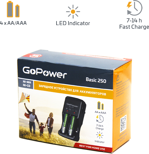 З/У для аккумуляторов GoPower Basic 250 Ni-MH/Ni-Cd 4 слота (1/20/40) GoPower Basic 250 — для бизнеса и офиса З/У для аккумуляторов GoPower Basic 250 Ni-MH/Ni-Cd 4 слота (1/20/40) GoPower Basic 250 — для бизнеса и офиса