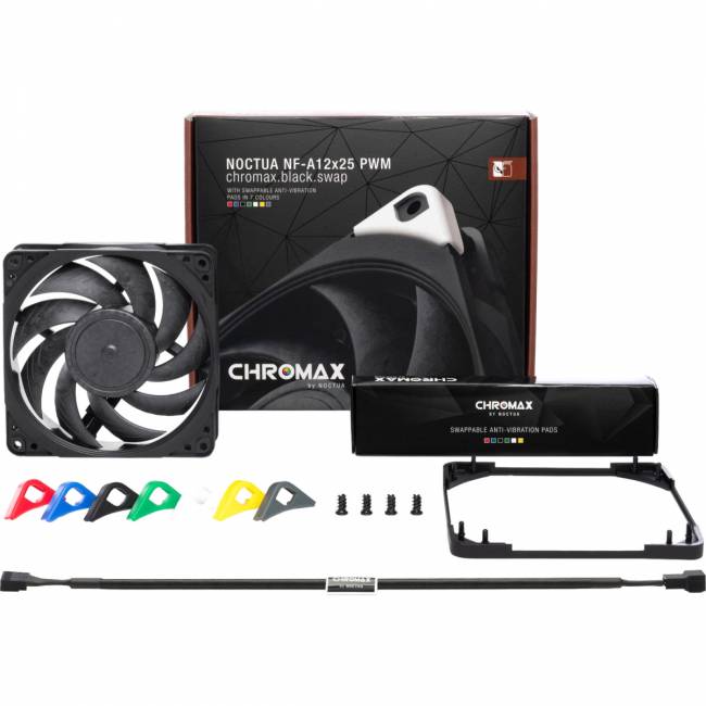 Кулер для корпуса Noctua NF-A12x25 PWM chromax.black.swap — для бизнеса и офиса Кулер для корпуса Noctua NF-A12x25 PWM chromax.black.swap — для бизнеса и офиса