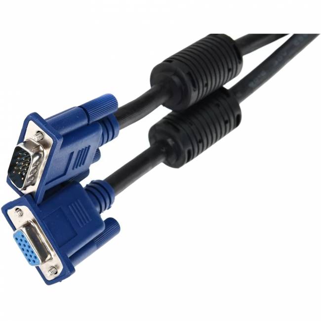 Кабель удлинительный Монитор-SVGA card (15M-15F) 5m, 2 фильтра VCOM <VVG6460-5M> Кабель Telecom VGA (m)/VGA (f) - 5 м (VVG6460-5MO) — для бизнеса и офиса