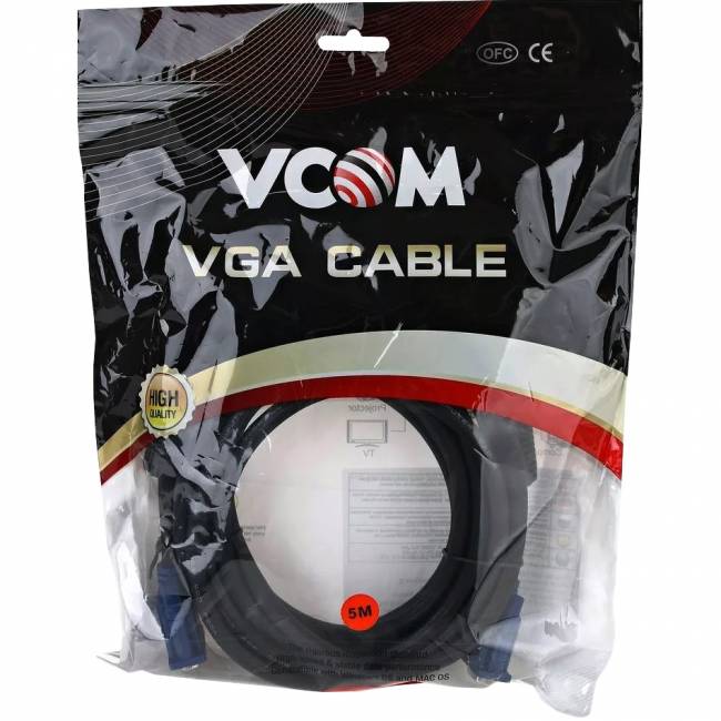 Кабель удлинительный Монитор-SVGA card (15M-15F) 5m, 2 фильтра VCOM <VVG6460-5M> Кабель Telecom VGA (m)/VGA (f) - 5 м (VVG6460-5MO) — для бизнеса и офиса