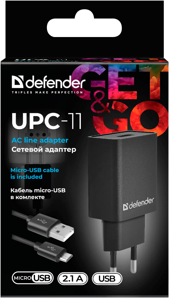 Defender Сетевой адаптер UPC-11 1xUSB,5V/2.1А,кабель micro-USB Defender UPC-11 1xUSB,5V/2.1А,кабель micro-USB — для бизнеса и офиса Defender Сетевой адаптер UPC-11 1xUSB,5V/2.1А,кабель micro-USB Defender UPC-11 1xUSB,5V/2.1А,кабель micro-USB — для бизнеса и офиса