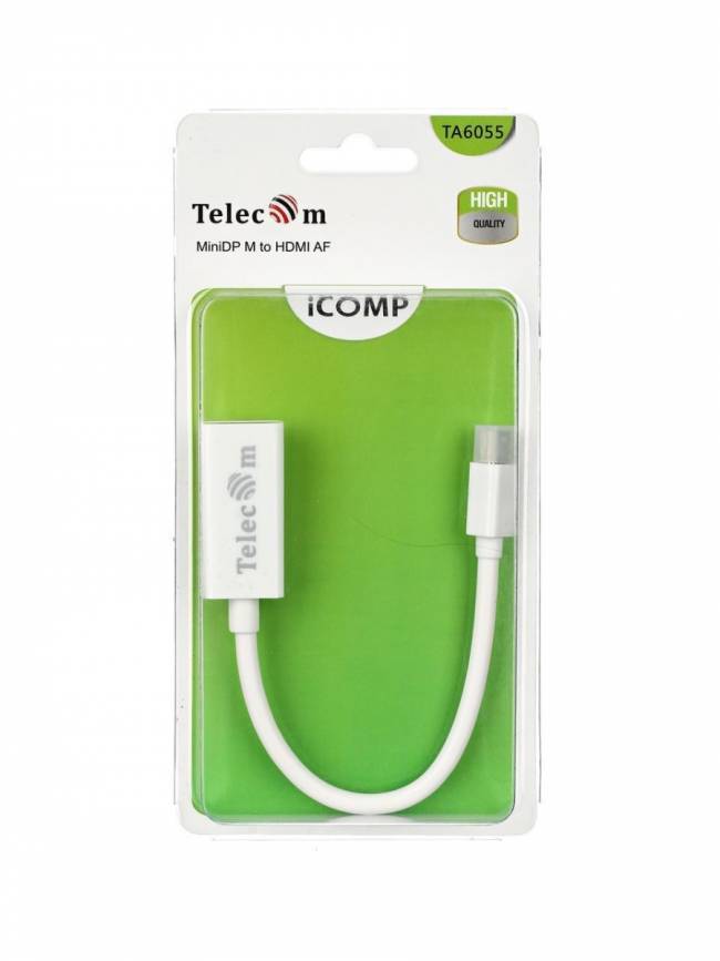 Кабель-переходник Mini DisplayPort (M) -> HDMI (F) Telecom (TA6055) Telecom Mini DisplayPort (M) -> HDMI (F) — для бизнеса и офиса Кабель-переходник Mini DisplayPort (M) -> HDMI (F) Telecom (TA6055) Telecom Mini DisplayPort (M) -> HDMI (F) — для бизнеса и офиса