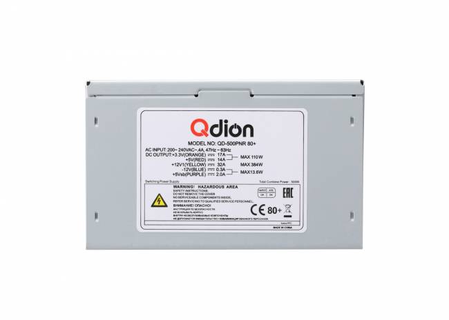 Блок питания 500Вт FSP QDION QD-500PNR 80+ ATX — для бизнеса и офиса Блок питания 500Вт FSP QDION QD-500PNR 80+ ATX — для бизнеса и офиса
