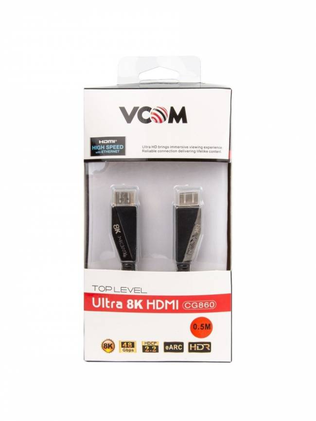 Кабель HDMI 19M/M,ver. 2.1, 8K@60 Hz 0.5m VCOM <CG860-0.5M> VCOM HDMI (m) - HDMI (m) 0.5м — для бизнеса и офиса