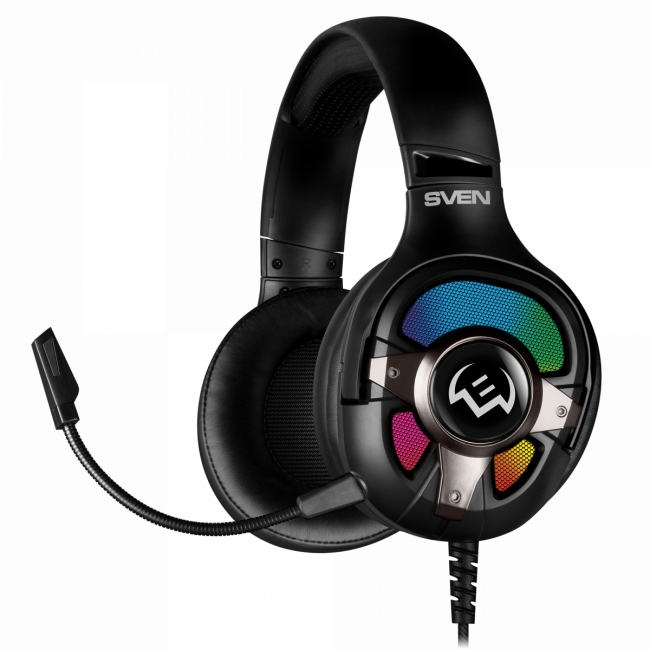 Игровые наушники с микрофоном SVEN AP-U1100MV, черный (USB, RGB, 7.1) SVEN AP-U1100MV SV-020828 — для бизнеса и офиса Игровые наушники с микрофоном SVEN AP-U1100MV, черный (USB, RGB, 7.1) SVEN AP-U1100MV SV-020828 — для бизнеса и офиса