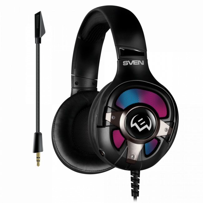 Игровые наушники с микрофоном SVEN AP-U1100MV, черный (USB, RGB, 7.1) SVEN AP-U1100MV SV-020828 — для бизнеса и офиса Игровые наушники с микрофоном SVEN AP-U1100MV, черный (USB, RGB, 7.1) SVEN AP-U1100MV SV-020828 — для бизнеса и офиса