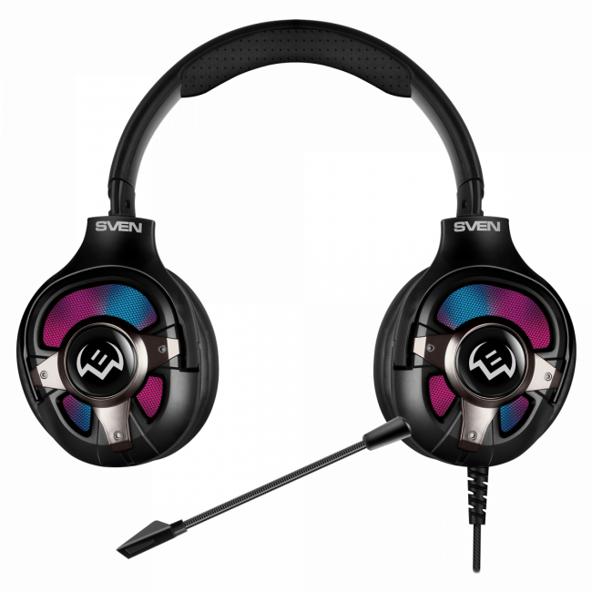 Игровые наушники с микрофоном SVEN AP-U1100MV, черный (USB, RGB, 7.1) SVEN AP-U1100MV SV-020828 — для бизнеса и офиса Игровые наушники с микрофоном SVEN AP-U1100MV, черный (USB, RGB, 7.1) SVEN AP-U1100MV SV-020828 — для бизнеса и офиса