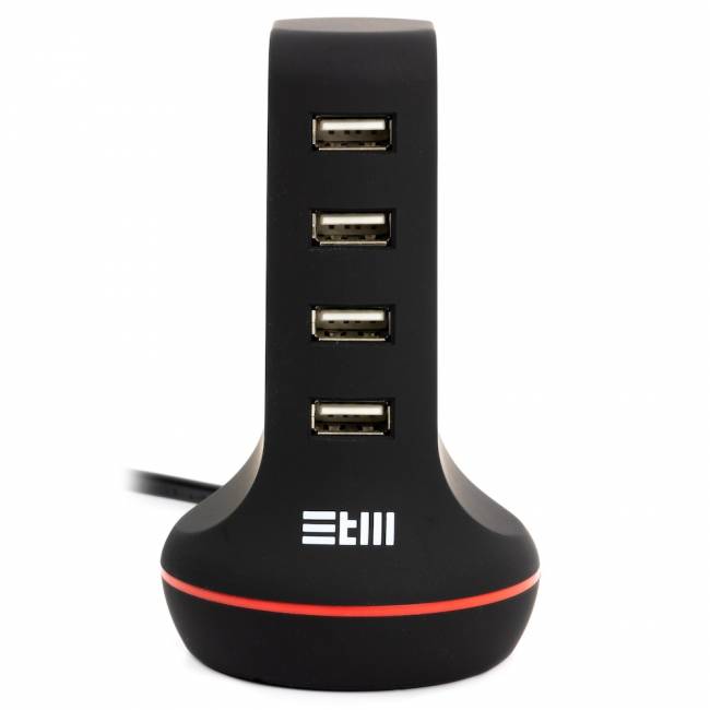 Универсальная сетевая зарядка STM U4 , 4*USB черная STM U4 — для бизнеса и офиса Универсальная сетевая зарядка STM U4 , 4*USB черная STM U4 — для бизнеса и офиса