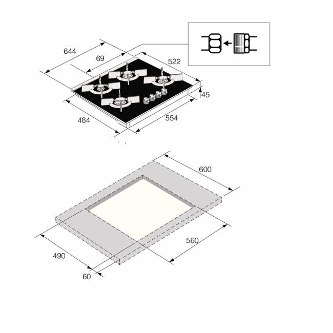 Газовая варочная панель ASKO Asko HG8640BGB1 — для бизнеса и офиса Газовая варочная панель ASKO Asko HG8640BGB1 — для бизнеса и офиса
