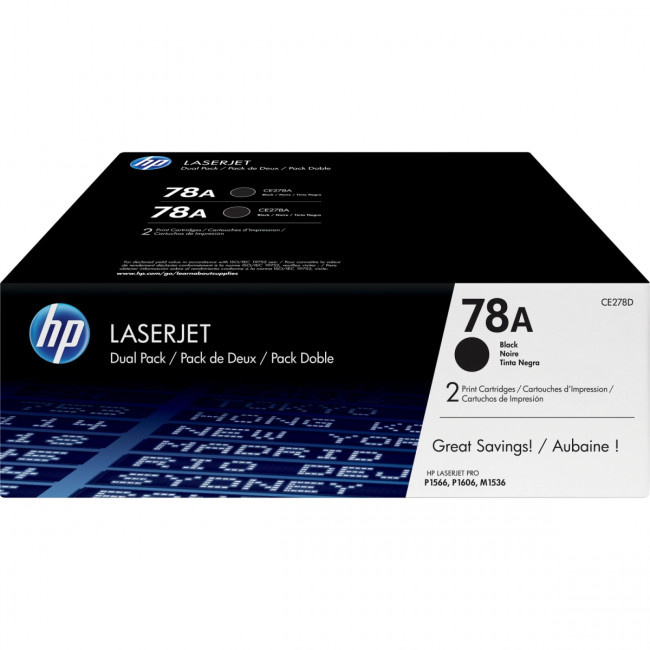 Тонер-картридж набор из 2 шт HP LaserJet 78A Black Dua Pack (CE278AF) — для бизнеса и офиса