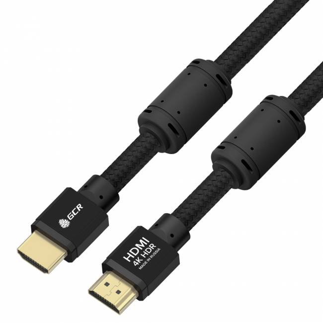 GCR Кабель PROF 10.0m HDMI 2.0, черный ECO Soft капрон, AL корпус черный, фер. кольца, HDR 4:4:4, Ultra HD, 4K 60Hz/5K*30Hz, 3D, 18.0 Гбит/с, 28AWG, GCR-54991 Greenconnect GCR-54991, 10 м — для бизнеса и офиса GCR Кабель PROF 10.0m HDMI 2.0, черный ECO Soft капрон, AL корпус черный, фер. кольца, HDR 4:4:4, Ultra HD, 4K 60Hz/5K*30Hz, 3D, 18.0 Гбит/с, 28AWG, GCR-54991 Greenconnect GCR-54991, 10 м — для бизнеса и офиса