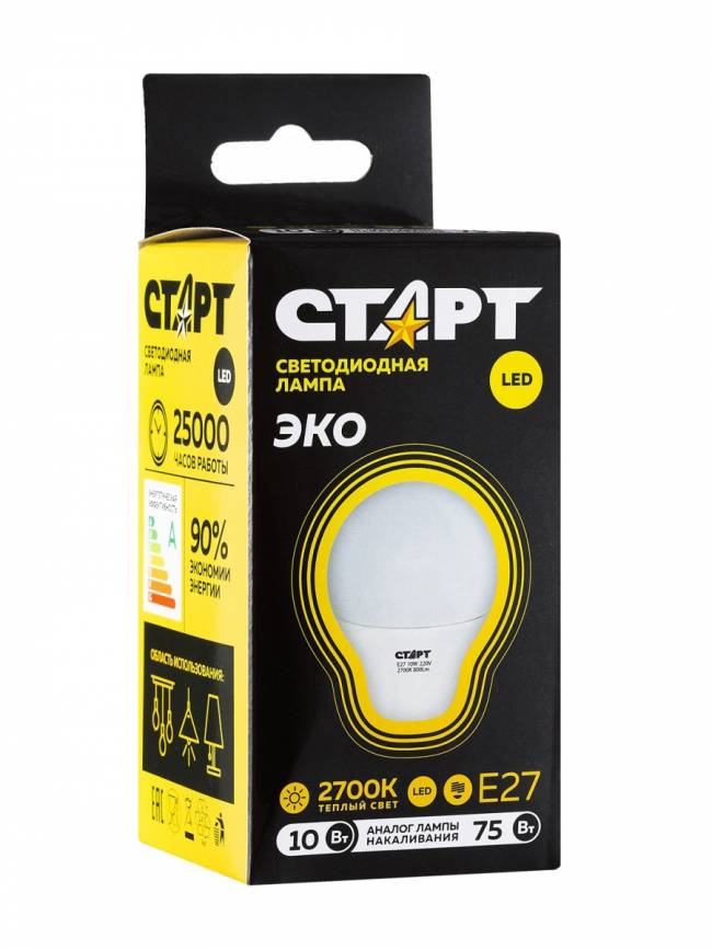 Лампа светодиодная СТАРТ груша E27 10W 3000К Лампа светодиодная СТАРТ груша E27 10W 3000К — для бизнеса и офиса Лампа светодиодная СТАРТ груша E27 10W 3000К Лампа светодиодная СТАРТ груша E27 10W 3000К — для бизнеса и офиса