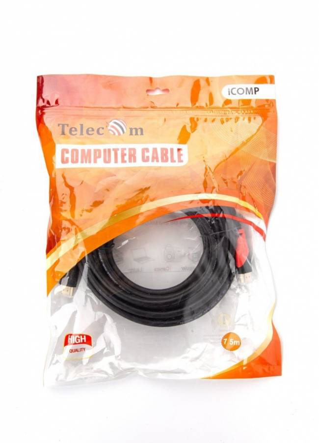Кабель HDMI-19M --- HDMI-19M ver 2.0 4K*30Hz,7.5m 2F Telecom Pro <TCG220F-7.5M> VCOM HDMI (m) - HDMI (m) 7.5м — для бизнеса и офиса