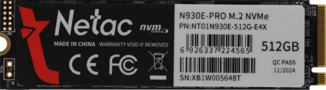 Накопитель SSD Netac NT01N930E-512G-E4X — для бизнеса и офиса Накопитель SSD Netac NT01N930E-512G-E4X — для бизнеса и офиса