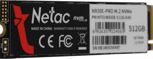 Накопитель SSD Netac NT01N930E-512G-E4X — для бизнеса и офиса Накопитель SSD Netac NT01N930E-512G-E4X — для бизнеса и офиса