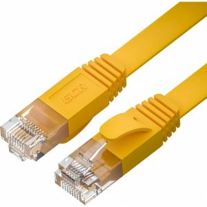 GCR Патч-корд PROF плоский прямой 1.5m, UTP медь кат.6, желтый, 30 AWG, ethernet high speed 10 Гбит/с, RJ45, T568B, GCR-52824 Greenconnect GCR-52824
