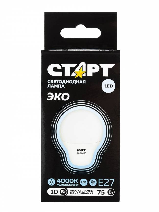 Лампа светодиодная СТАРТ груша E27 10W 4000К Лампа светодиодная СТАРТ груша E27 10W 4000К — для бизнеса и офиса Лампа светодиодная СТАРТ груша E27 10W 4000К Лампа светодиодная СТАРТ груша E27 10W 4000К — для бизнеса и офиса