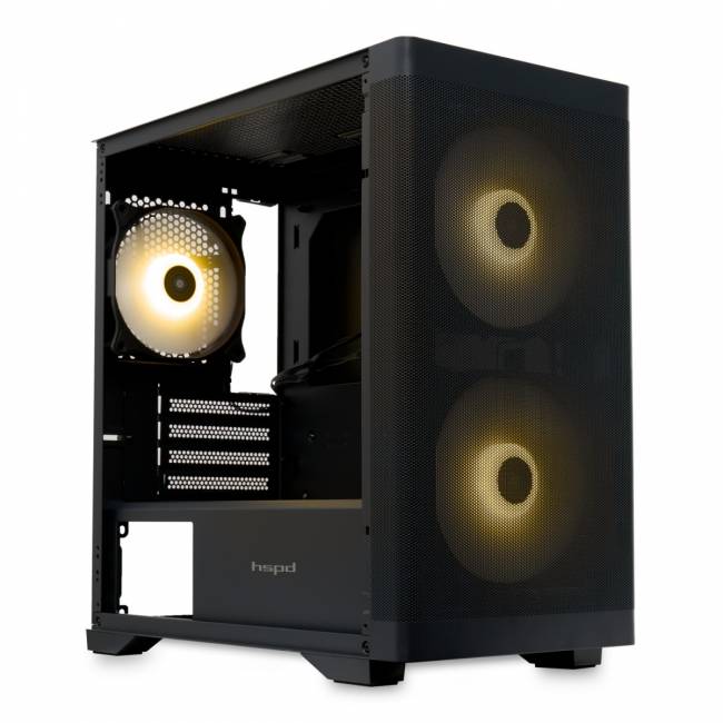 Корпус без блока питания HSPD M320-TGBK-ARGB — для бизнеса и офиса Корпус без блока питания HSPD M320-TGBK-ARGB — для бизнеса и офиса