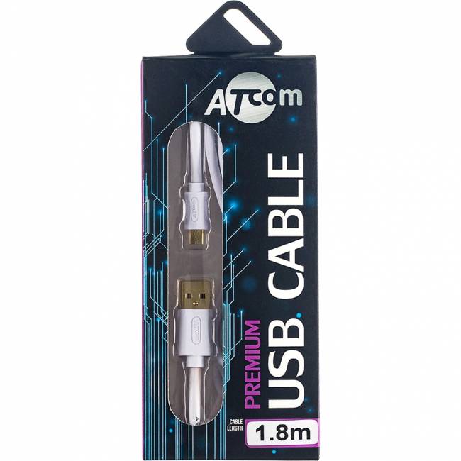Кабель 1.8 m USB(Am) <=> microUSB, блистер Кабель Atcom 1.8 м (AT9073) — для бизнеса и офиса